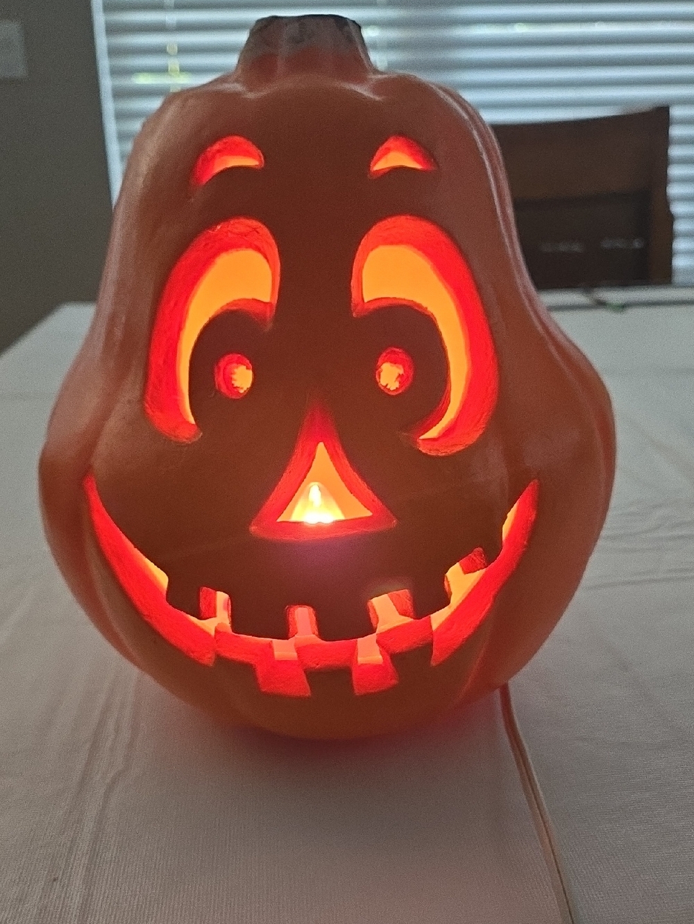 Vintage 1990's Light-Up Jack-O'-Lantern Pumpkin - Orange